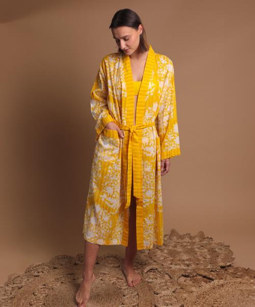 Rayures long dressing gown
