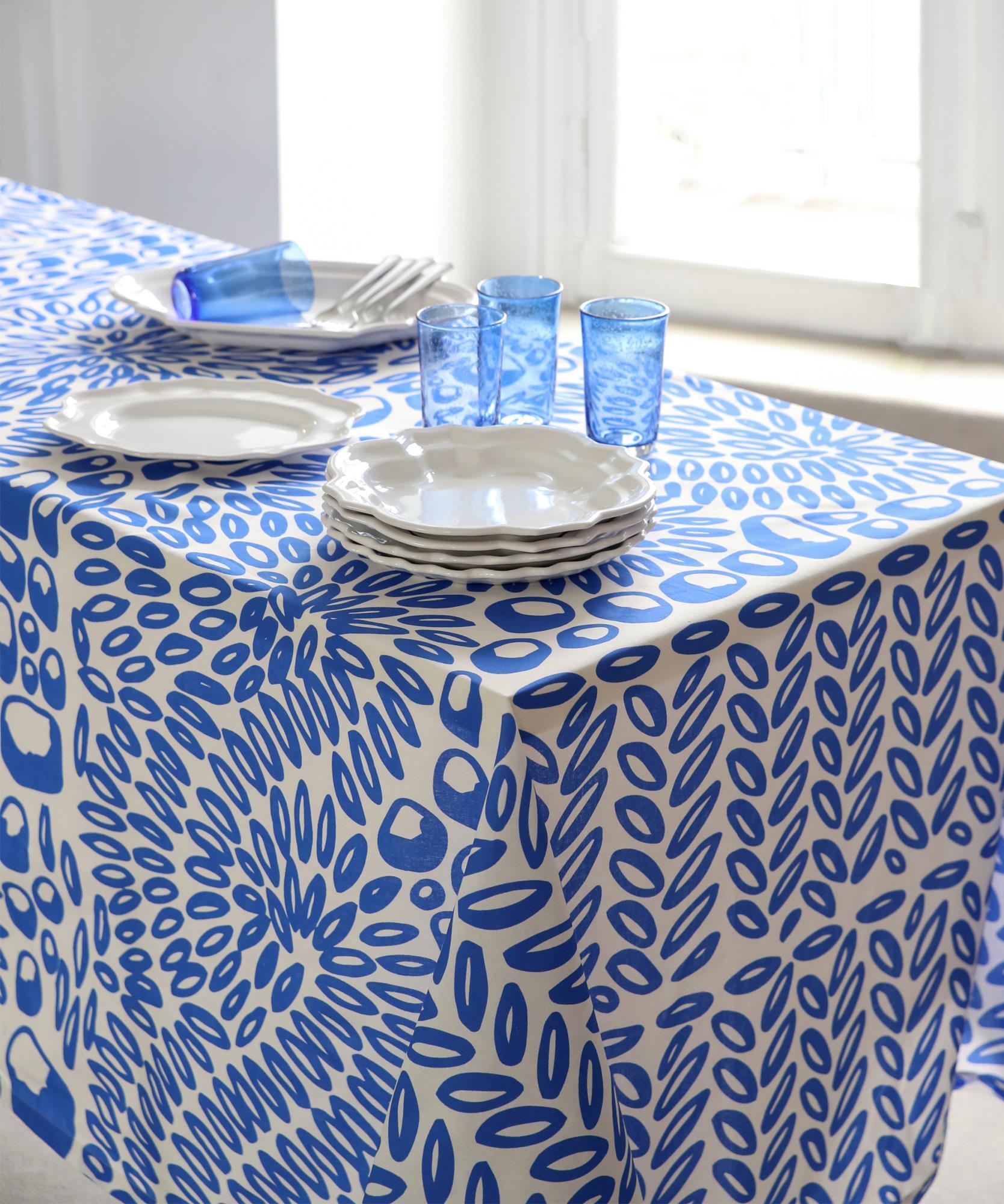 Calade Blue Tablecloth 100% Cotton 160 X 280cm Fragonard - 100,00