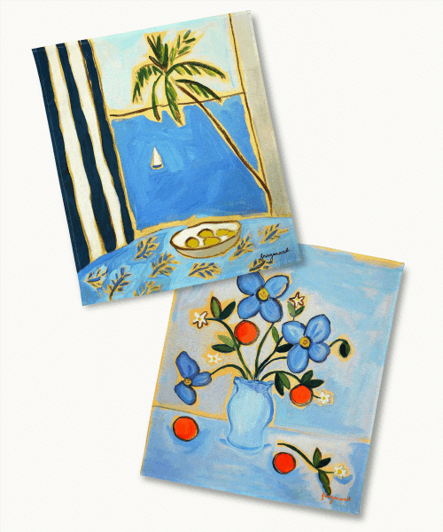 Set of 2 Fleur Bleue tea towel