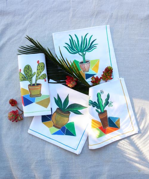 4 napkins Cactus