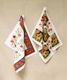 Set of 2 Folk tea towel