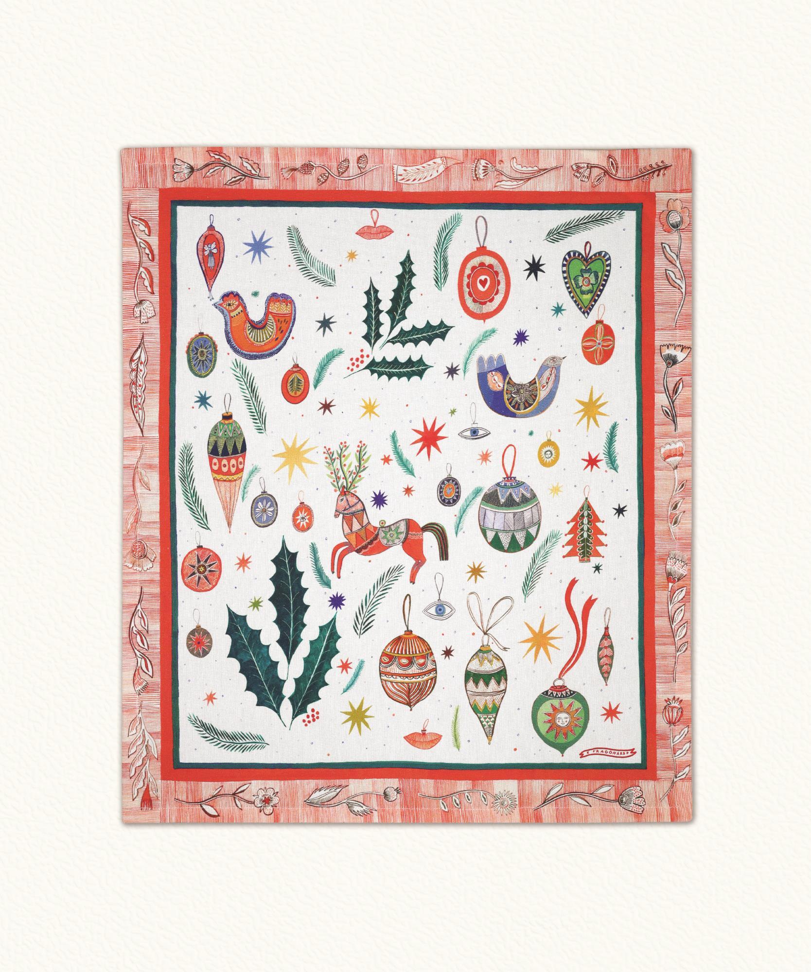 Lot de 2 Torchons imprimés Féerie d' Hiver 100 coton Fragonard 28,00