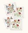 Lot de 4 Serviettes en coton Fleur Folk