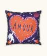 Coussin carré brodé imprimé Amour