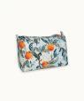Trousse de toilette en coton bleu imprimé Fleur d'Oranger (Bleu)