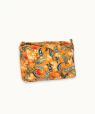 Trousse de toilette en coton bleu imprimé Fleur d'Oranger (Orange)