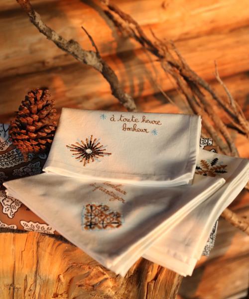 Lot de 4 Serviettes de table Bonheur