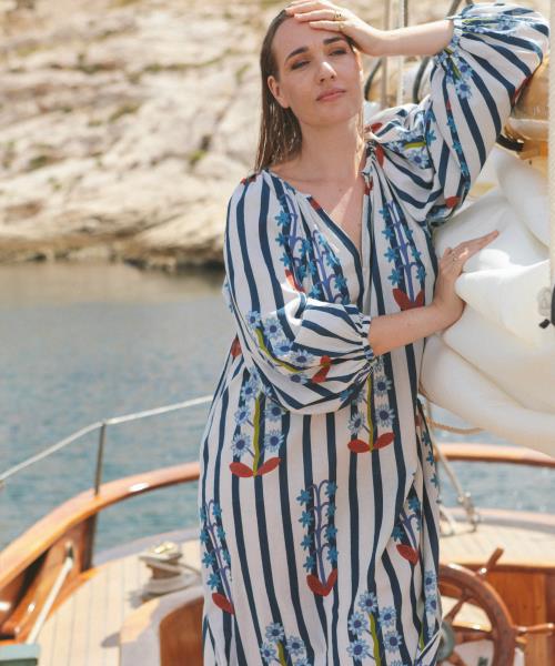 Robe longue Elvira imprimé Fleurs Imaginaires